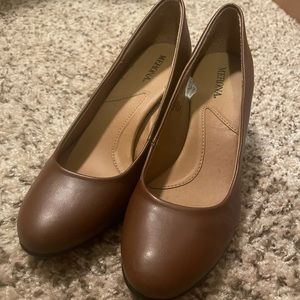 Merona Brown Pleather Heels 2.5”